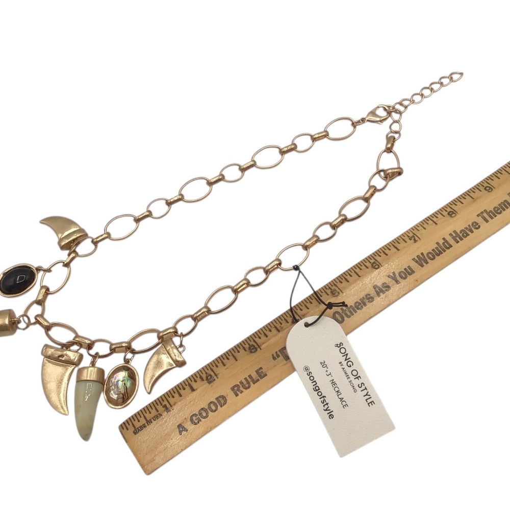 NWT Song of Style Gold Charm Necklace, Boho Talisman Pendant Necklace - Picture 10 of 15